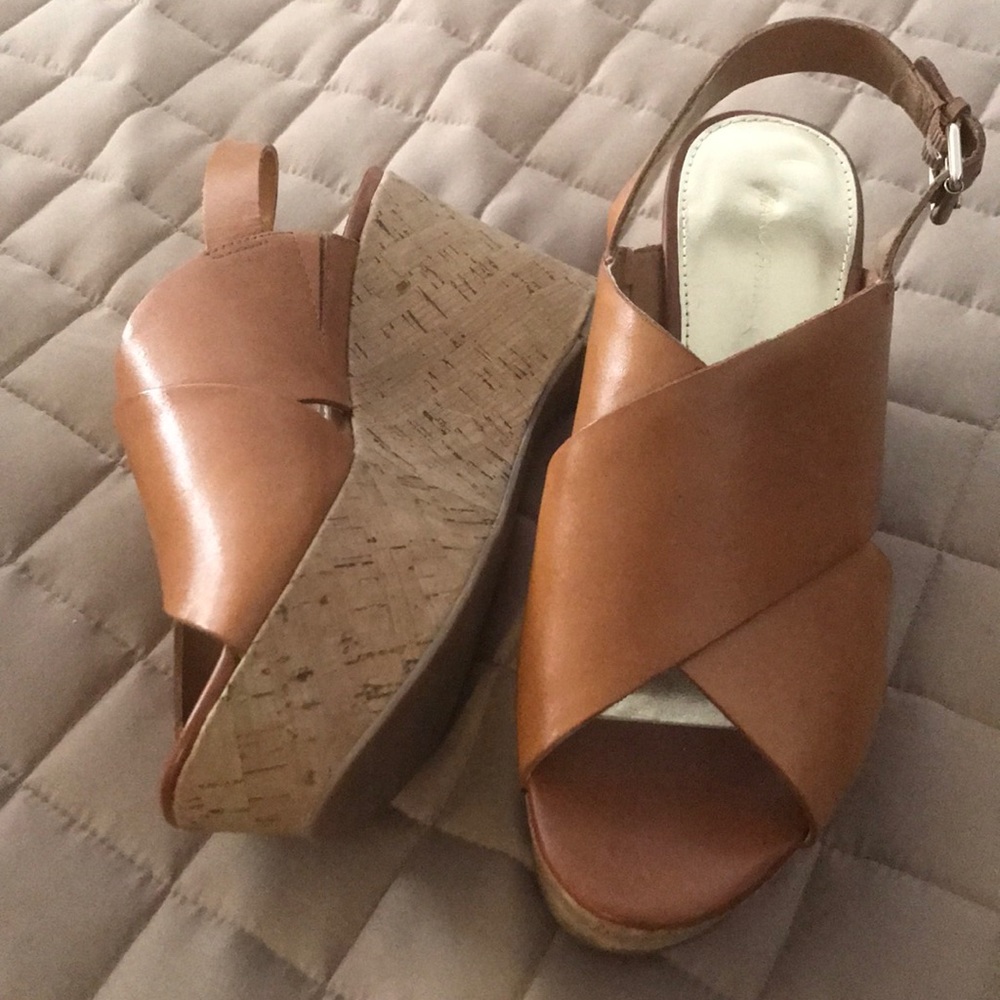 Mark Fisher Camel/Tan Wedge Heels 7.5M
